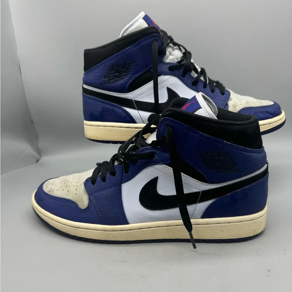 AIR JORDAN 1 RETRO MID SIZE 13 DEEP ROYAL BLUE BLACK WHITE SIZE 11.5